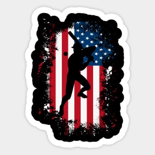 American Flag Baseball Team Gift for Men Boys Sticker